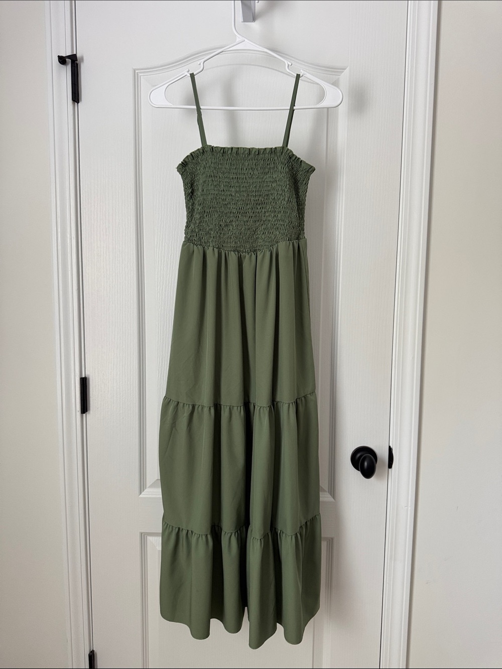 SHEIN | Olive Green Smocked Tiered Maxi Dress